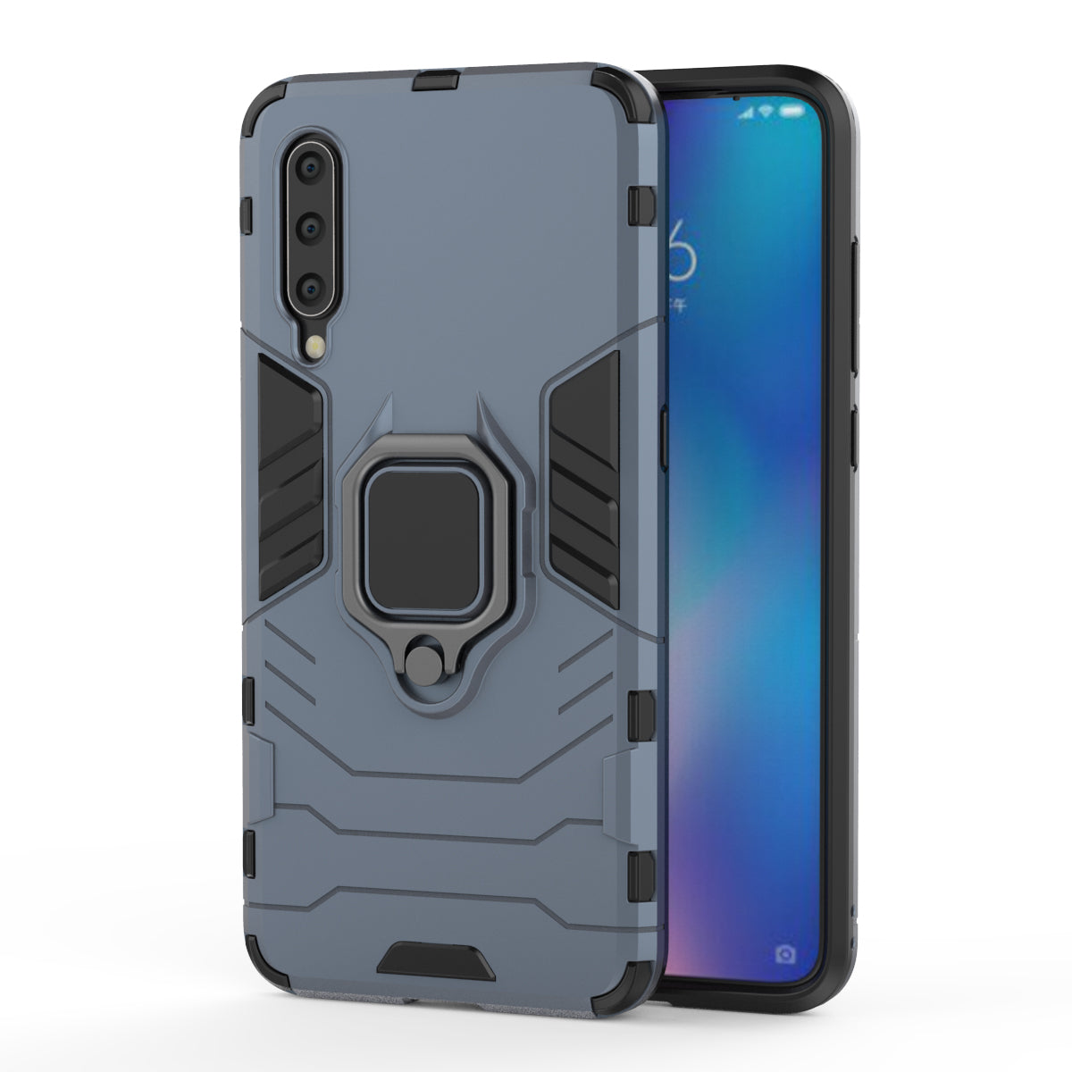 Cool Guard Ring Holder Kickstand PC TPU Hybrid Case for Xiaomi Mi 9