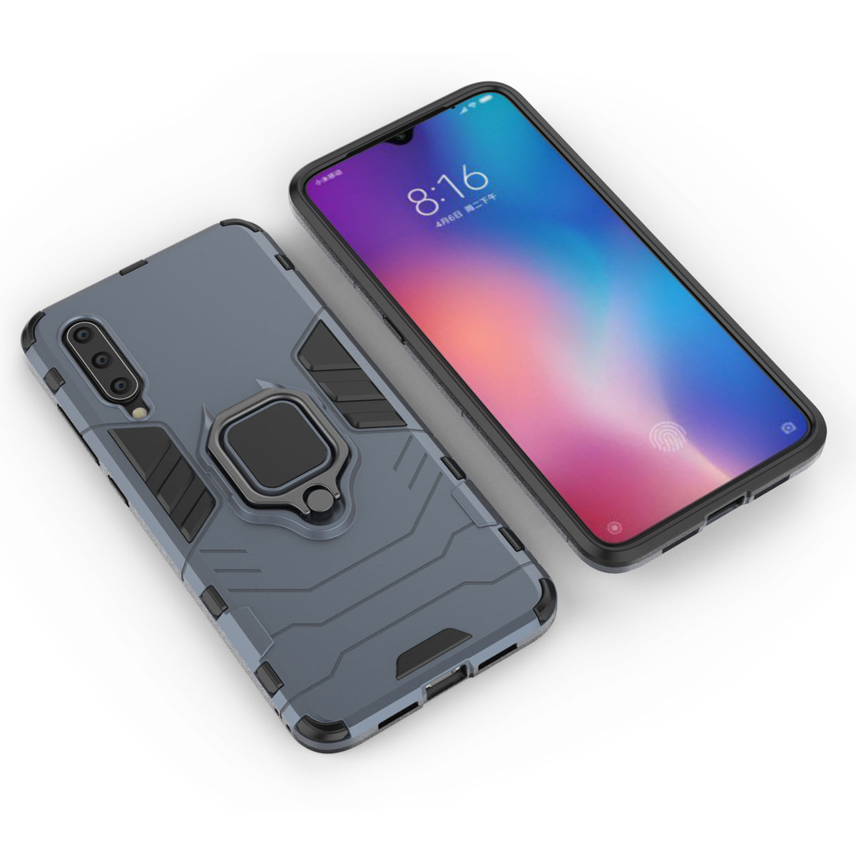 Cool Guard Ring Holder Kickstand PC TPU Hybrid Case for Xiaomi Mi 9
