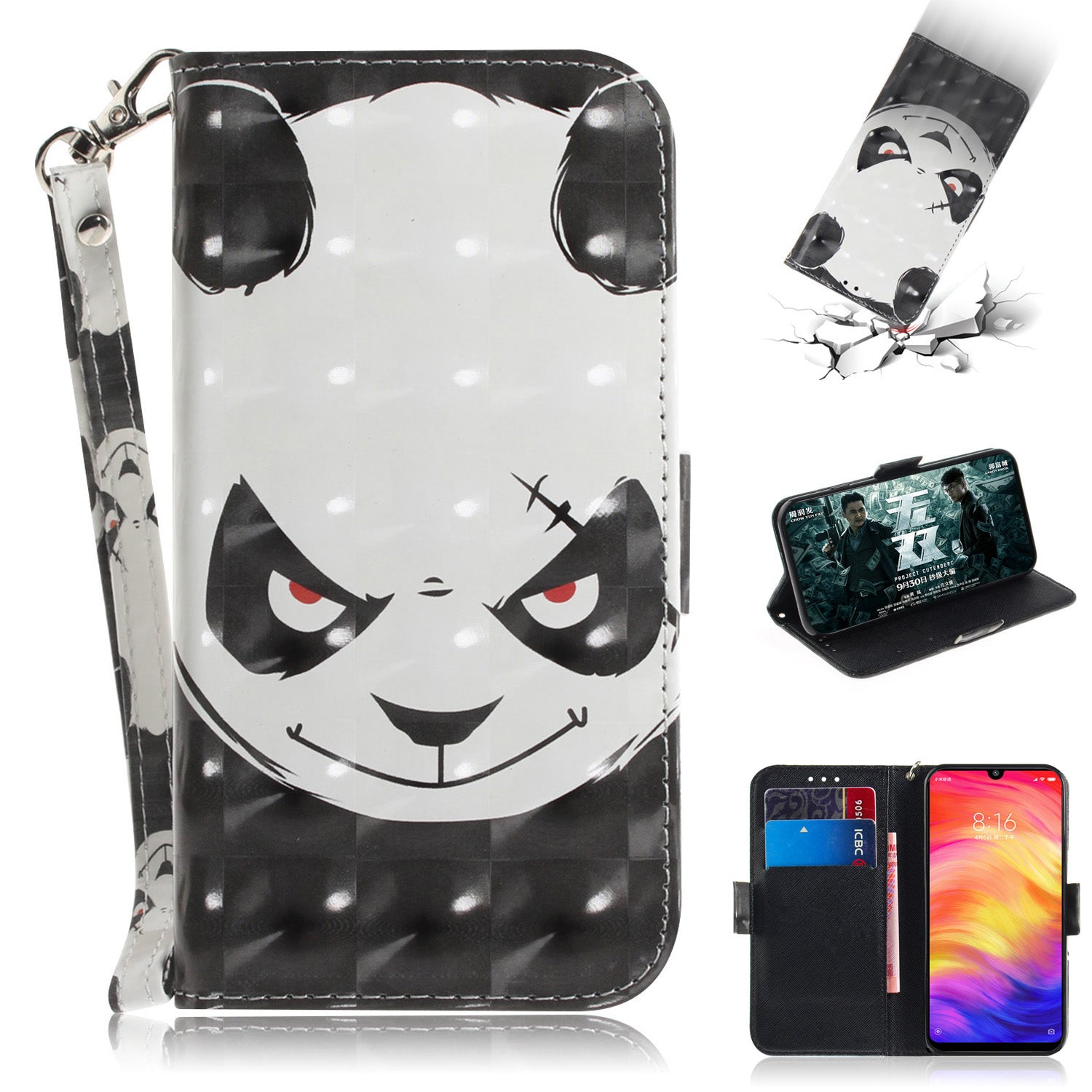 Pattern Printing Light Spot Decor Leather Wallet Case for Xiaomi Redmi Note 7S / Note 7 / Note 7 Pro (India)