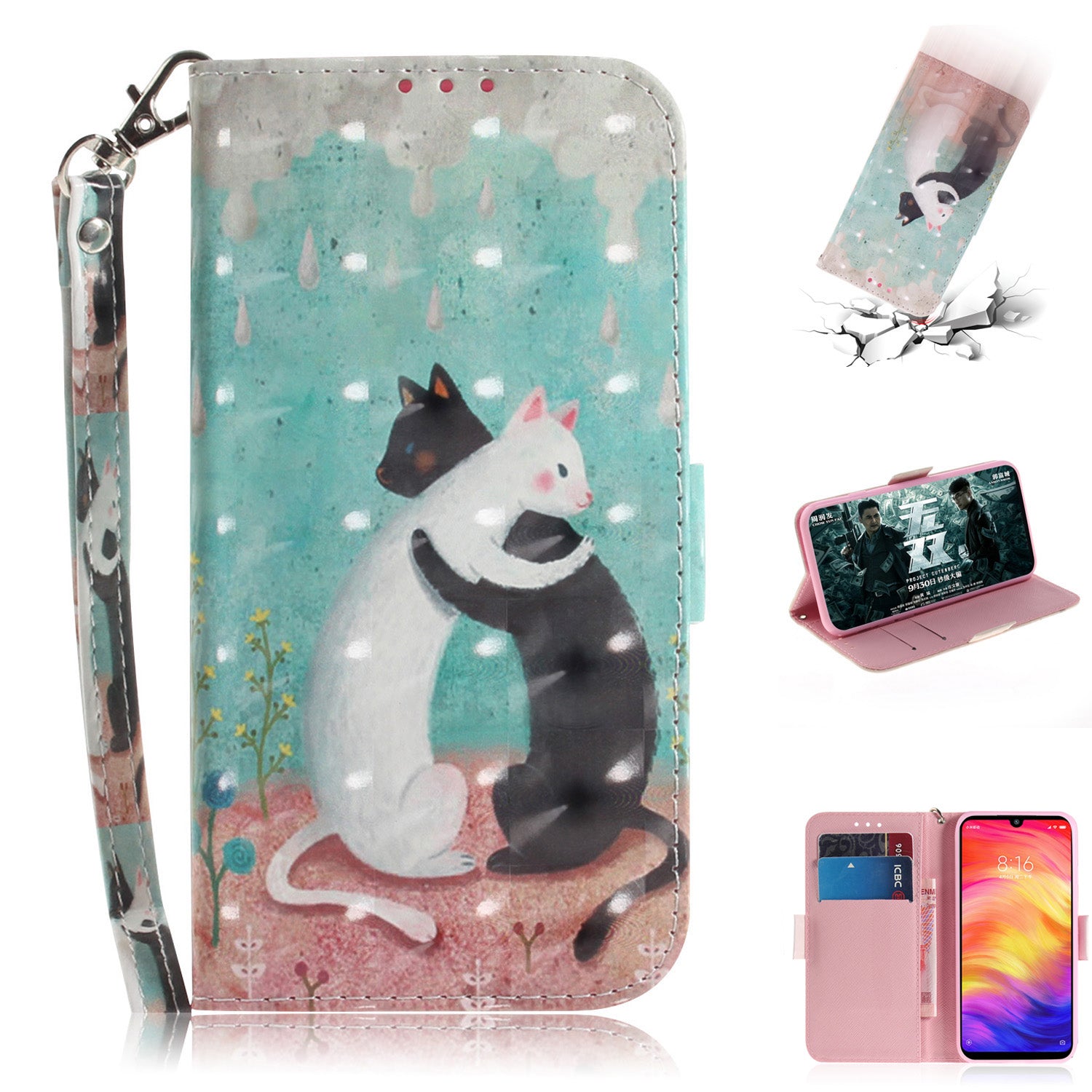 Pattern Printing Light Spot Decor Leather Wallet Case for Xiaomi Redmi Note 7S / Note 7 / Note 7 Pro (India)