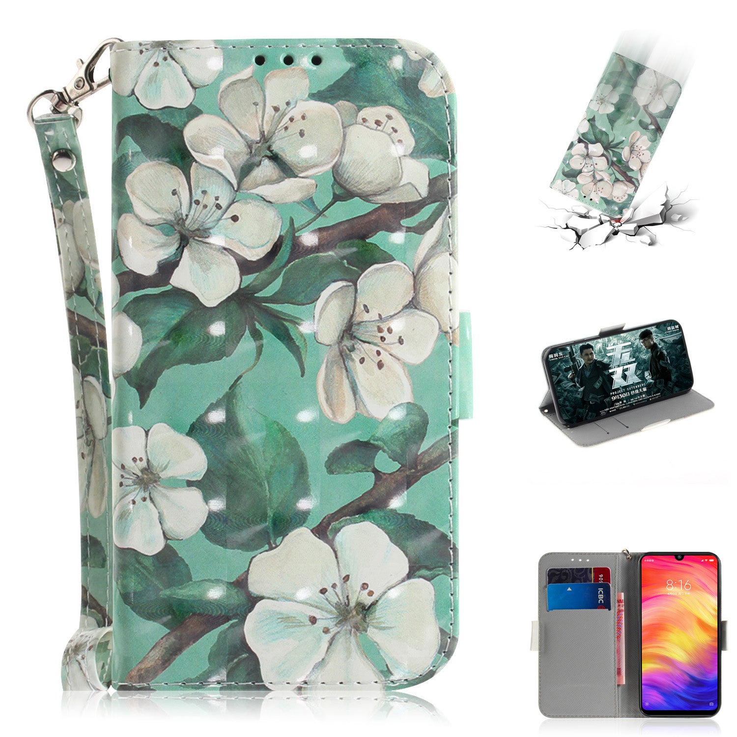 Pattern Printing Light Spot Decor Leather Wallet Case for Xiaomi Redmi Note 7S / Note 7 / Note 7 Pro (India)