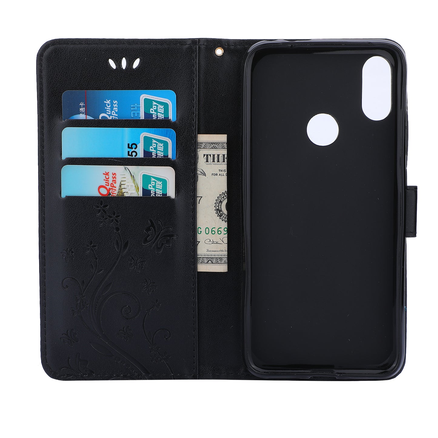Imprint Butterfly Flower Leather Wallet Case for Xiaomi Redmi Note 7S / Note 7 / Note 7 Pro (India)