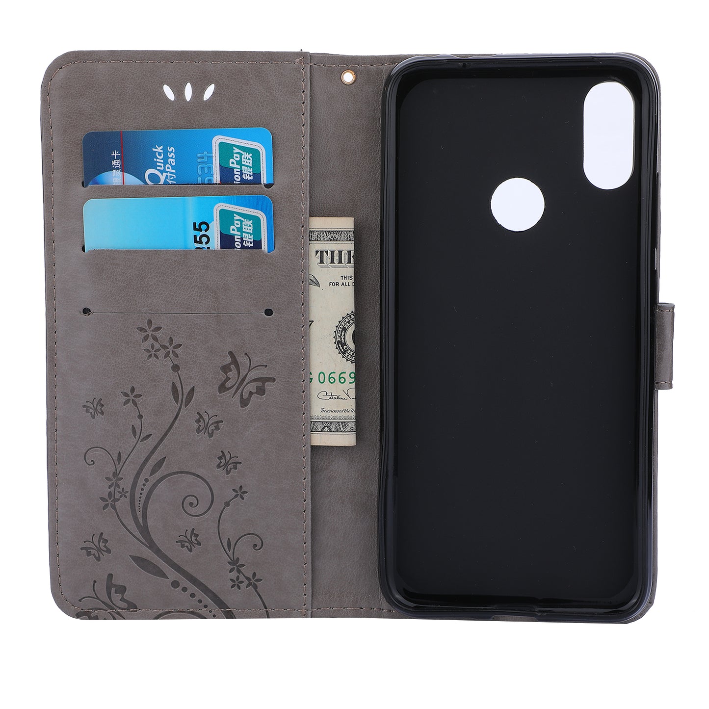 Imprint Butterfly Flower Leather Wallet Case for Xiaomi Redmi Note 7S / Note 7 / Note 7 Pro (India)