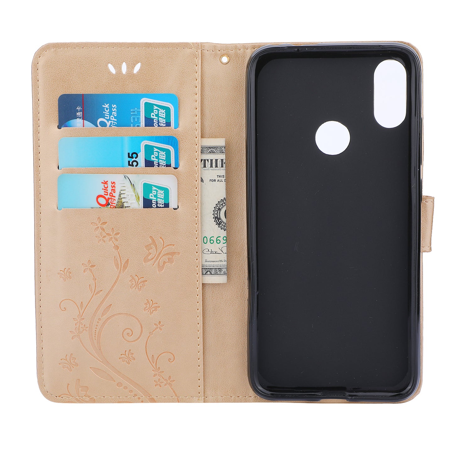 Imprint Butterfly Flower Leather Wallet Case for Xiaomi Redmi Note 7S / Note 7 / Note 7 Pro (India)
