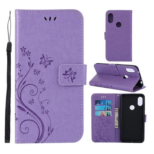 Imprint Butterfly Flower Leather Wallet Case for Xiaomi Redmi Note 7S / Note 7 / Note 7 Pro (India)