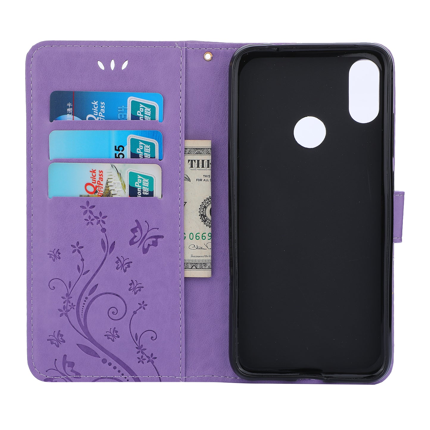 Imprint Butterfly Flower Leather Wallet Case for Xiaomi Redmi Note 7S / Note 7 / Note 7 Pro (India)