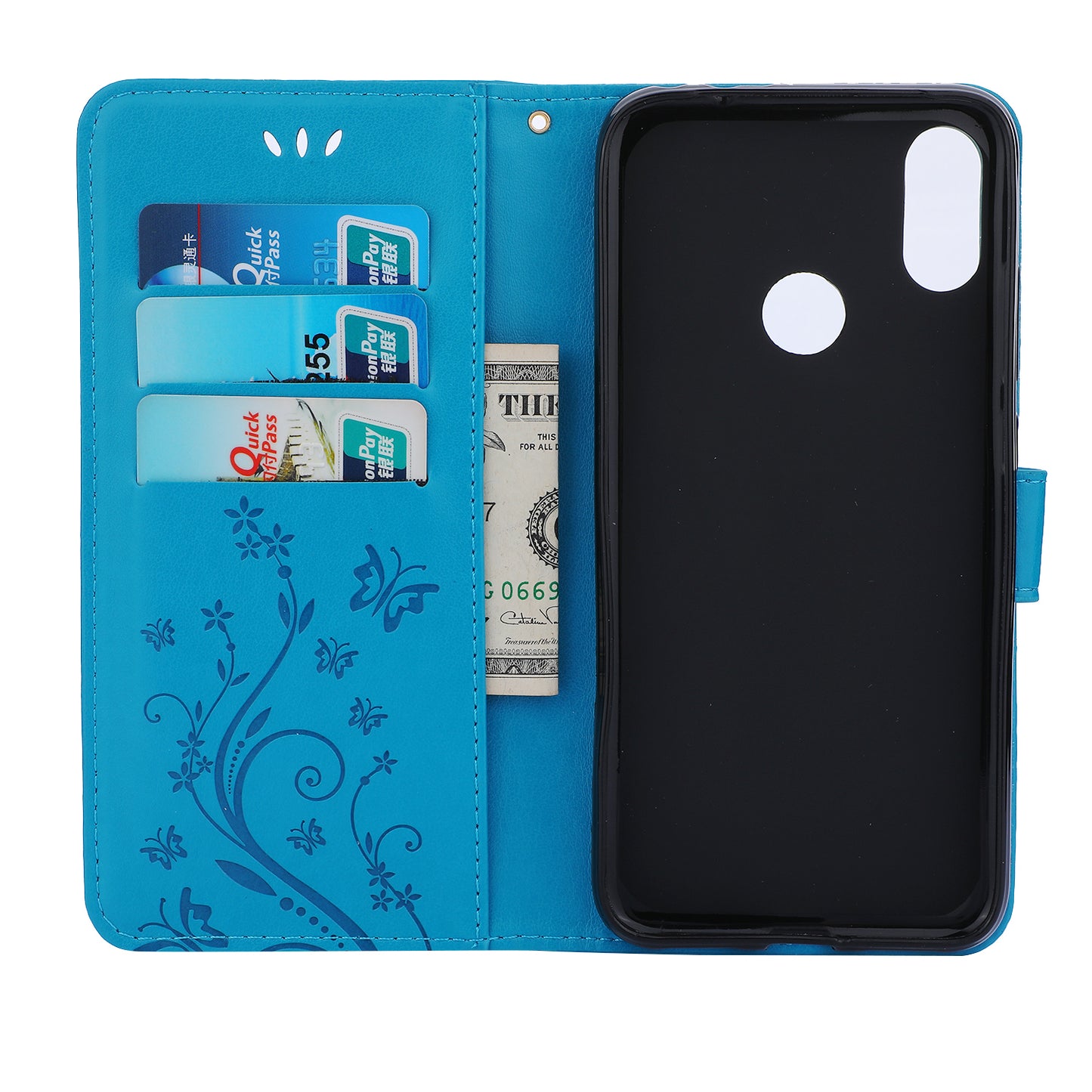 Imprint Butterfly Flower Leather Wallet Case for Xiaomi Redmi Note 7S / Note 7 / Note 7 Pro (India)