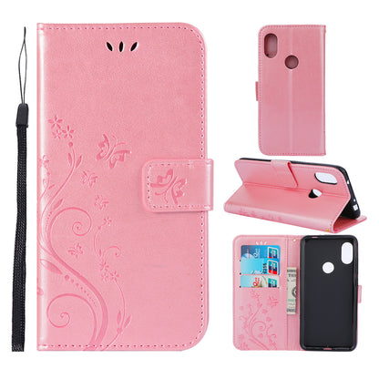 Imprint Butterfly Flower Leather Wallet Case for Xiaomi Redmi Note 7S / Note 7 / Note 7 Pro (India)