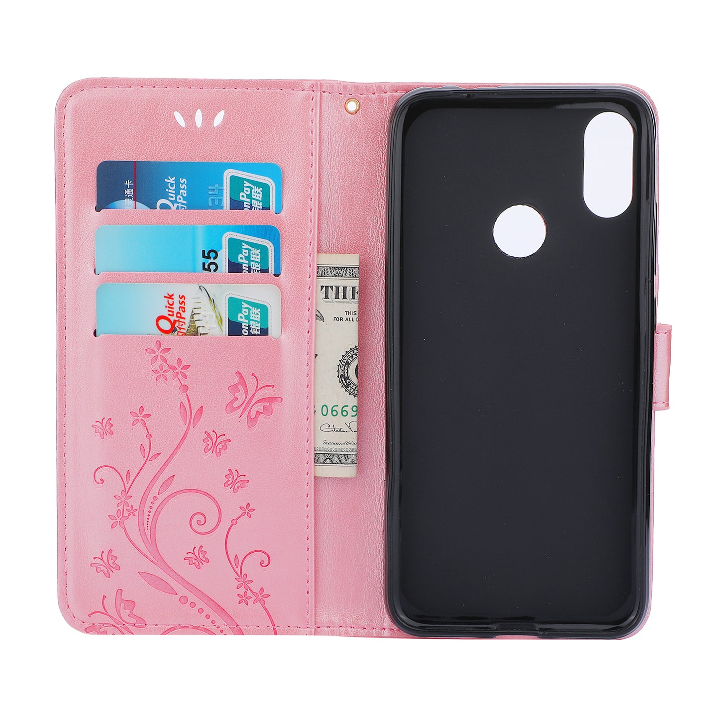 Imprint Butterfly Flower Leather Wallet Case for Xiaomi Redmi Note 7S / Note 7 / Note 7 Pro (India)