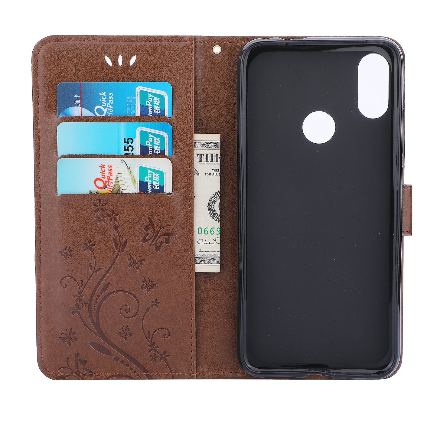 Imprint Butterfly Flower Leather Wallet Case for Xiaomi Redmi Note 7S / Note 7 / Note 7 Pro (India)