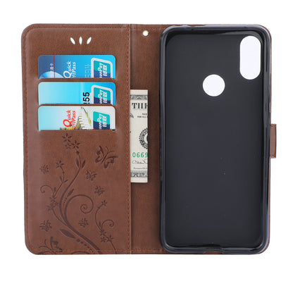 Imprint Butterfly Flower Leather Wallet Case for Xiaomi Redmi Note 7S / Note 7 / Note 7 Pro (India)