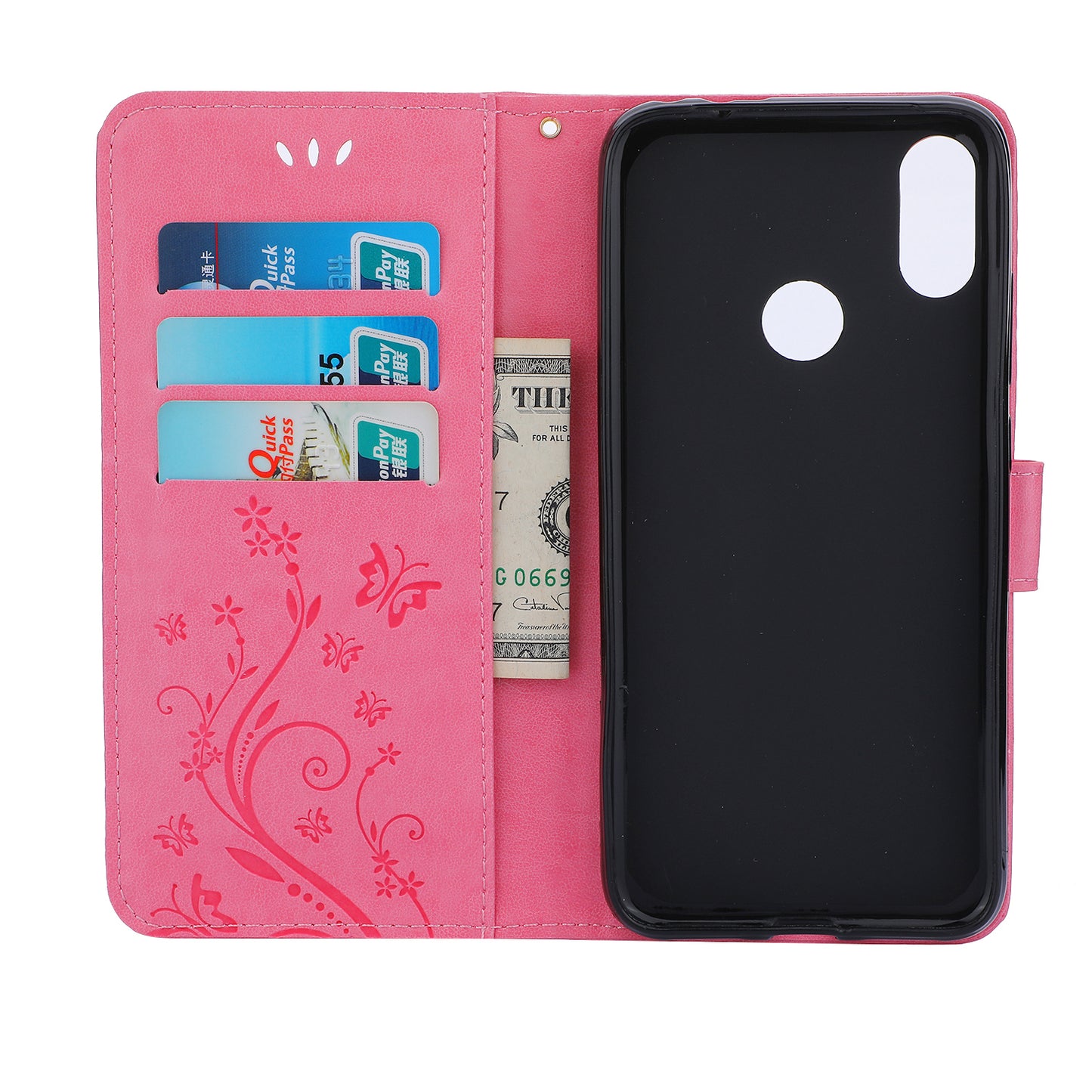Imprint Butterfly Flower Leather Wallet Case for Xiaomi Redmi Note 7S / Note 7 / Note 7 Pro (India)