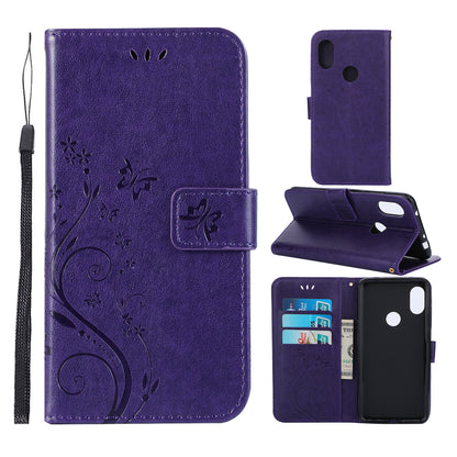 Imprint Butterfly Flower Leather Wallet Case for Xiaomi Redmi Note 7S / Note 7 / Note 7 Pro (India)