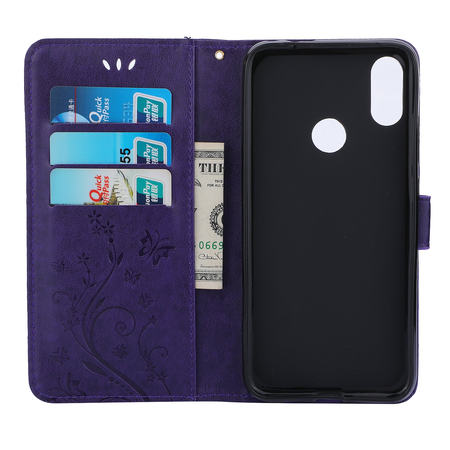 Imprint Butterfly Flower Leather Wallet Case for Xiaomi Redmi Note 7S / Note 7 / Note 7 Pro (India)