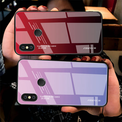 Gradient Glass + TPU + PC Hybrid Back Case for Xiaomi Redmi Note 5 Pro