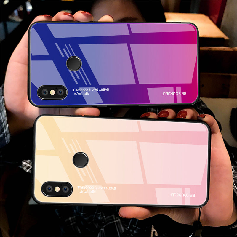 Gradient Glass + TPU + PC Hybrid Back Case for Xiaomi Redmi Note 5 Pro