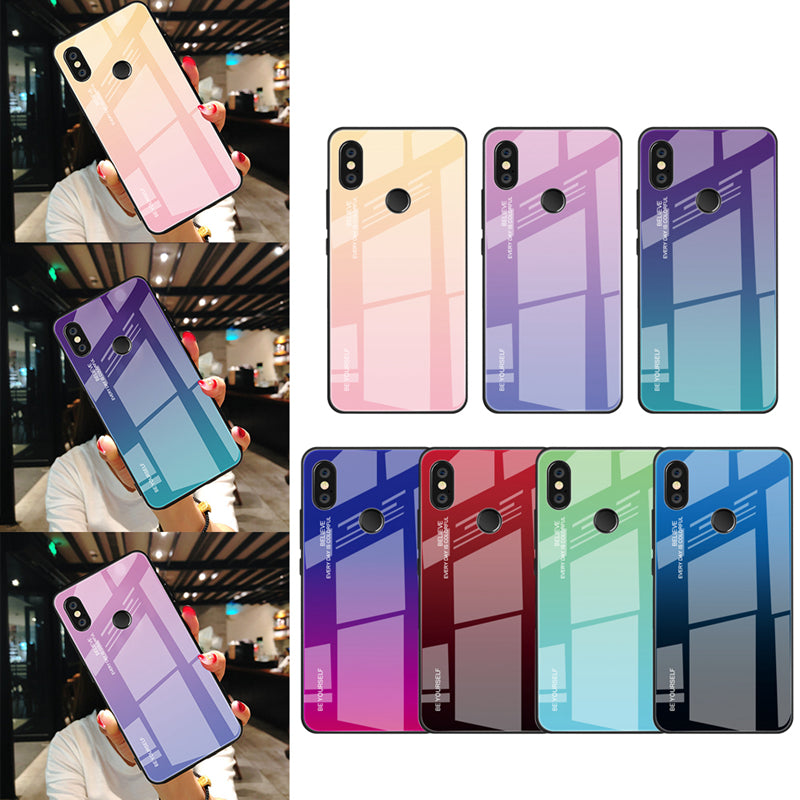 Gradient Glass + TPU + PC Hybrid Back Case for Xiaomi Redmi Note 5 Pro