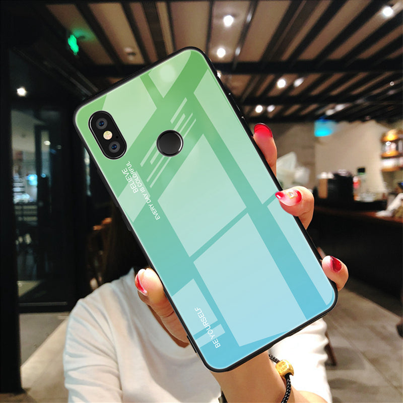 Gradient Glass + TPU + PC Hybrid Back Case for Xiaomi Redmi Note 5 Pro