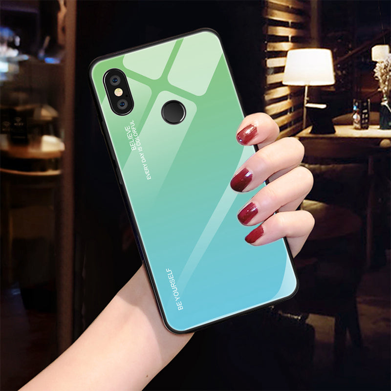 Gradient Glass + TPU + PC Hybrid Back Case for Xiaomi Redmi Note 5 Pro