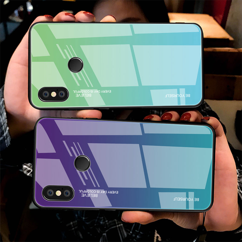 Gradient Glass + TPU + PC Hybrid Back Case for Xiaomi Redmi Note 5 Pro