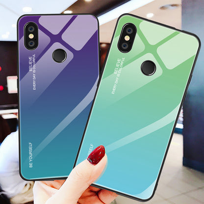 Gradient Glass + TPU + PC Hybrid Back Case for Xiaomi Redmi Note 5 Pro