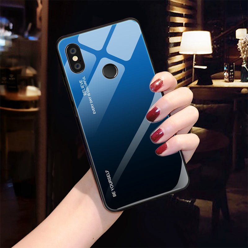 Gradient Glass + TPU + PC Hybrid Back Case for Xiaomi Redmi Note 5 Pro