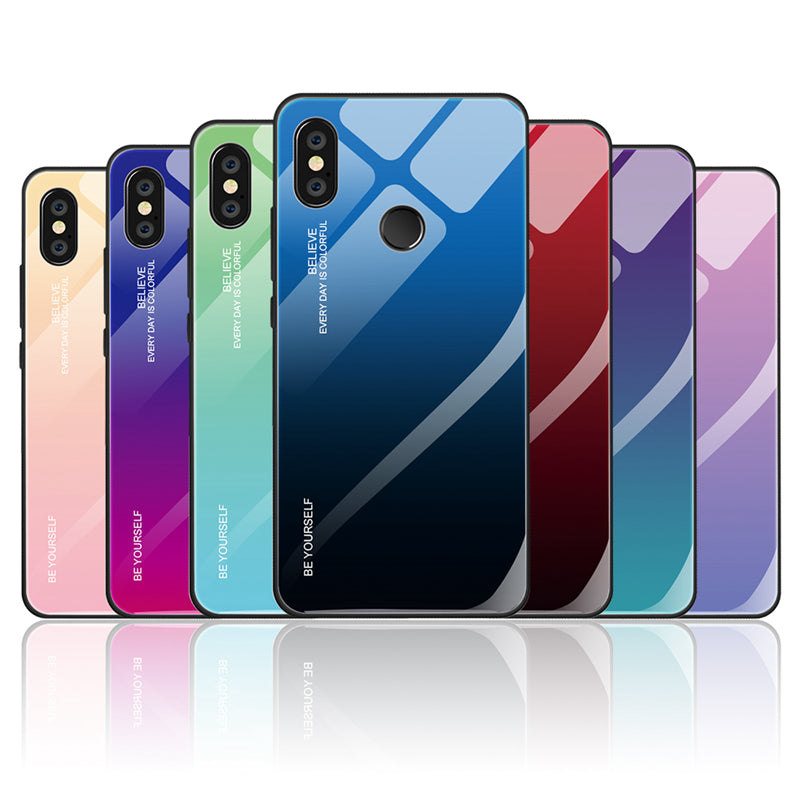 Gradient Glass + TPU + PC Hybrid Back Case for Xiaomi Redmi Note 5 Pro