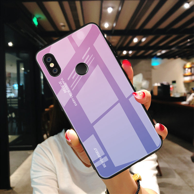 Gradient Glass + TPU + PC Hybrid Back Case for Xiaomi Redmi Note 5 Pro