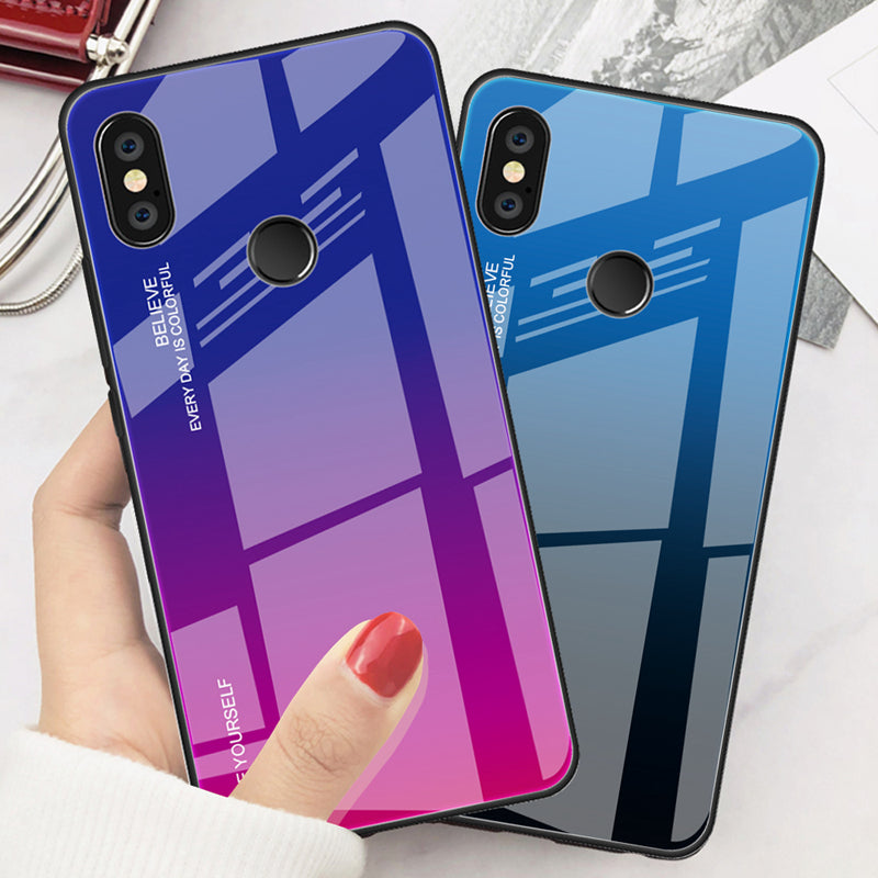 Gradient Glass + TPU + PC Hybrid Back Case for Xiaomi Redmi Note 5 Pro