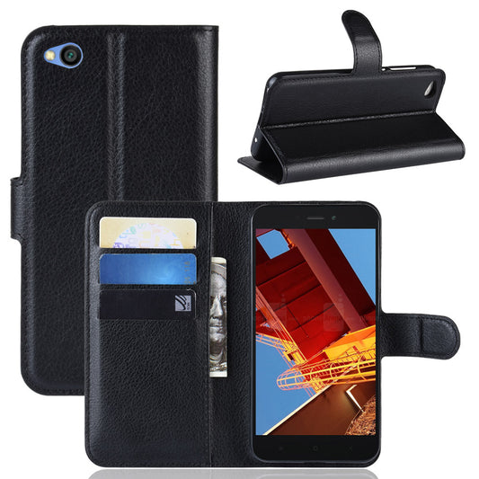 Litchi Skin PU Leather Magnetic Wallet Protection Case for Xiaomi Redmi Go