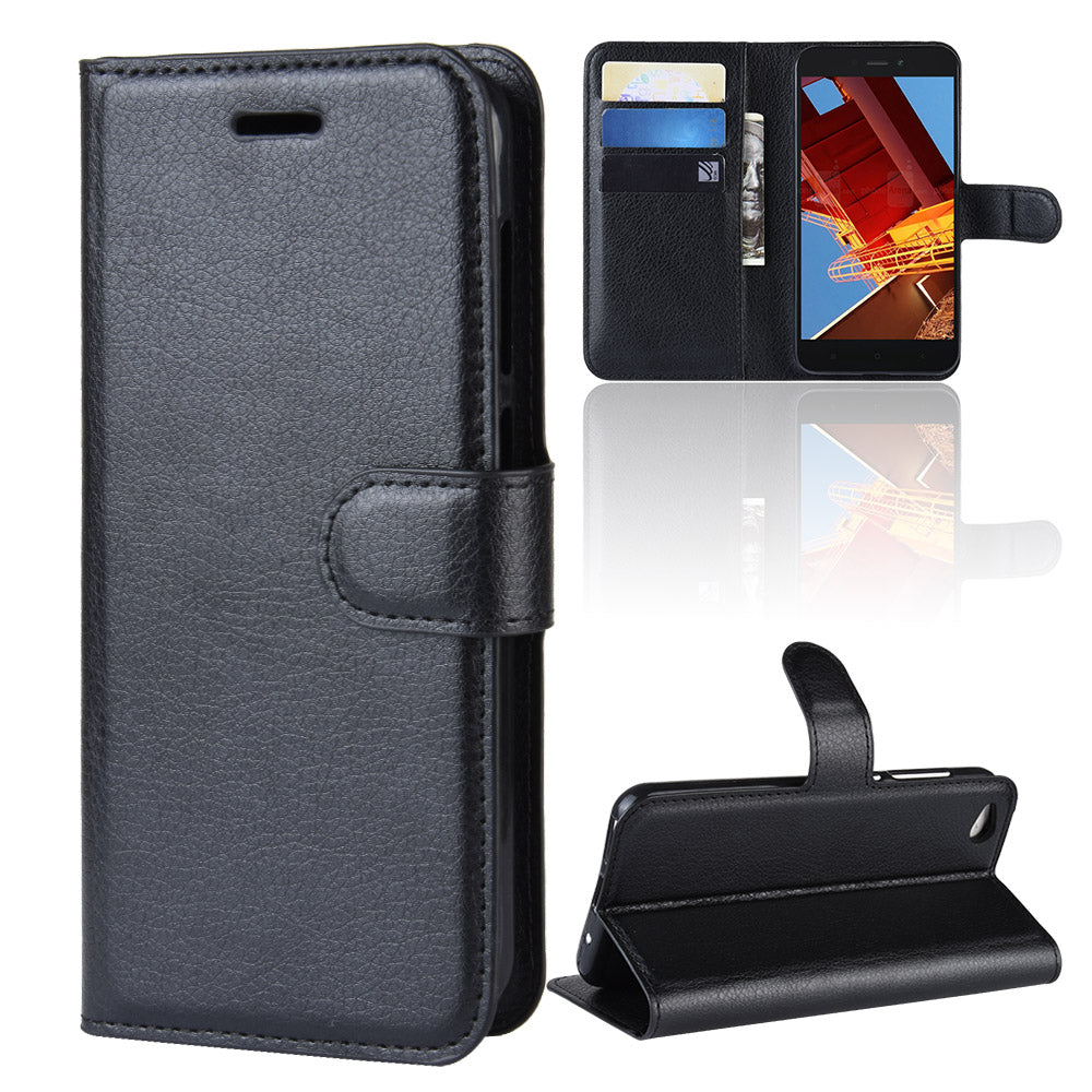 Litchi Skin PU Leather Magnetic Wallet Protection Case for Xiaomi Redmi Go