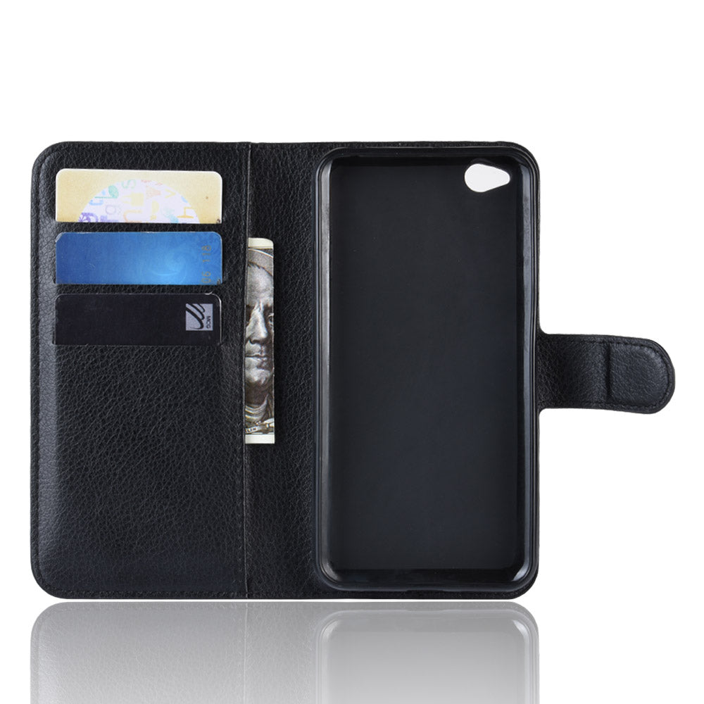 Litchi Skin PU Leather Magnetic Wallet Protection Case for Xiaomi Redmi Go