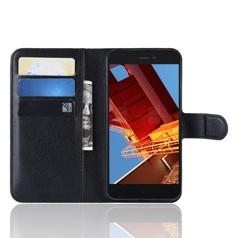 Litchi Skin PU Leather Magnetic Wallet Protection Case for Xiaomi Redmi Go