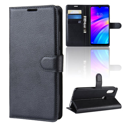 Litchi Skin Wallet Leather Stand Case for Xiaomi Redmi 7 / Redmi Y3