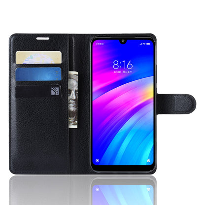 Litchi Skin Wallet Leather Stand Case for Xiaomi Redmi 7 / Redmi Y3