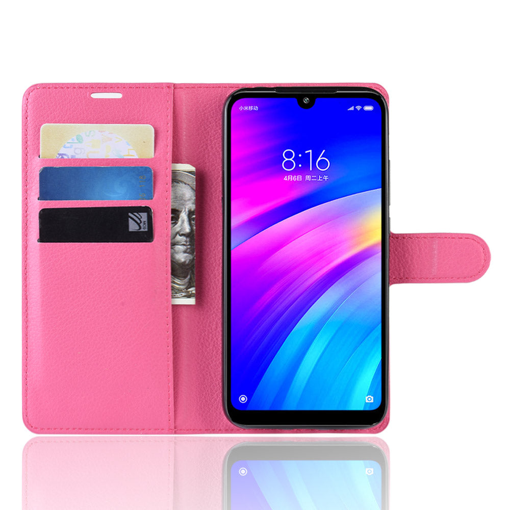 Litchi Skin Wallet Leather Stand Case for Xiaomi Redmi 7 / Redmi Y3
