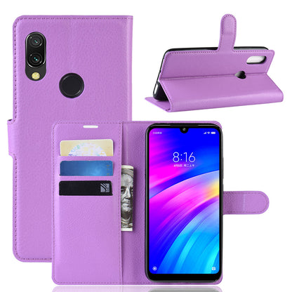 Litchi Skin Wallet Leather Stand Case for Xiaomi Redmi 7 / Redmi Y3