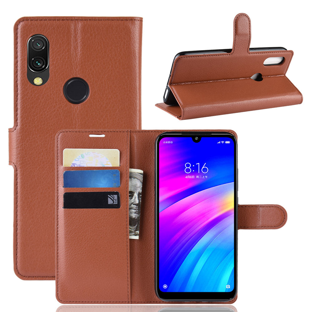 Litchi Skin Wallet Leather Stand Case for Xiaomi Redmi 7 / Redmi Y3