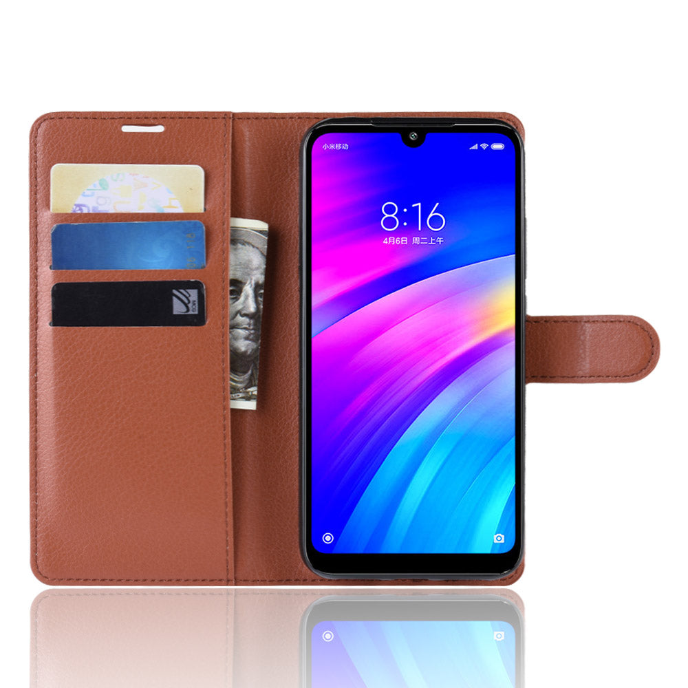 Litchi Skin Wallet Leather Stand Case for Xiaomi Redmi 7 / Redmi Y3