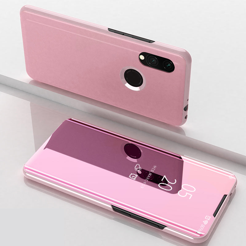 View Window Plated Mirror Surface Leather Phone Casing for Xiaomi Redmi 7 / Redmi Y3
