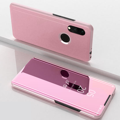 View Window Plated Mirror Surface Leather Phone Casing for Xiaomi Redmi 7 / Redmi Y3