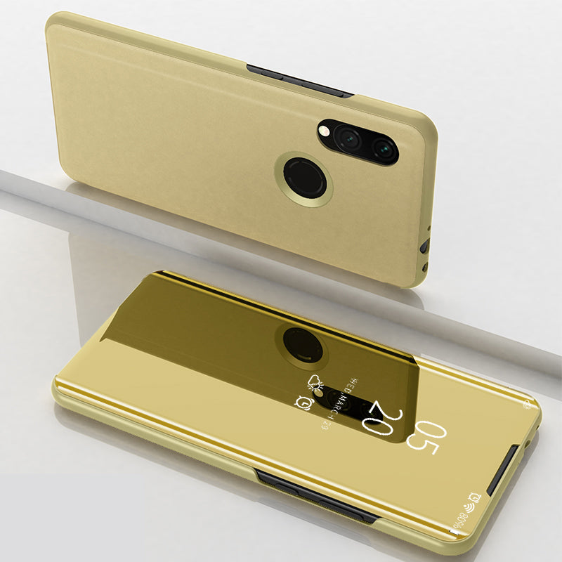 View Window Plated Mirror Surface Leather Phone Casing for Xiaomi Redmi 7 / Redmi Y3