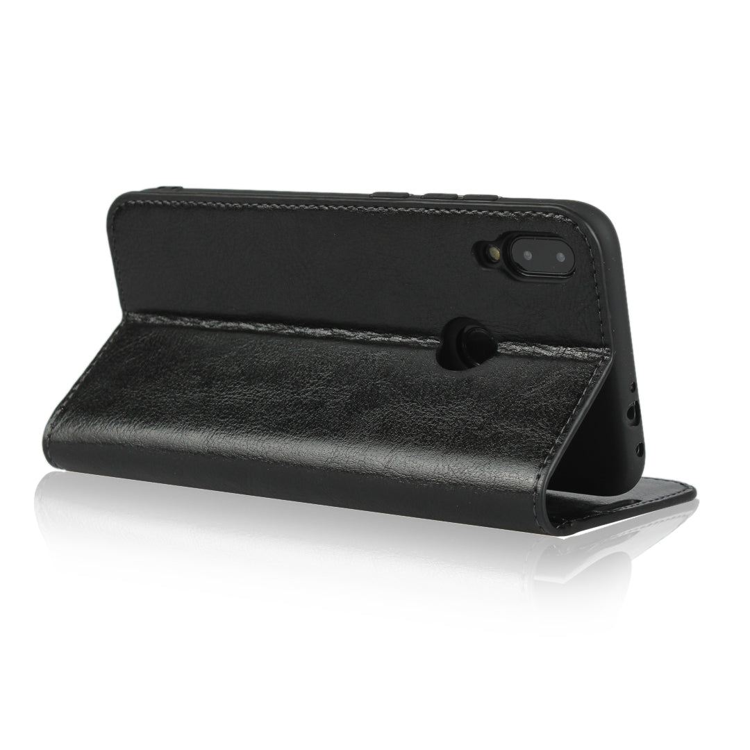 Crazy Horse Wallet Stand Genuine Leather Case for Xiaomi Redmi Note 7S / Note 7 / Redmi Note 7 Pro (India)