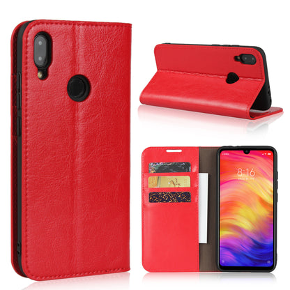 Crazy Horse Wallet Stand Genuine Leather Case for Xiaomi Redmi Note 7S / Note 7 / Redmi Note 7 Pro (India)