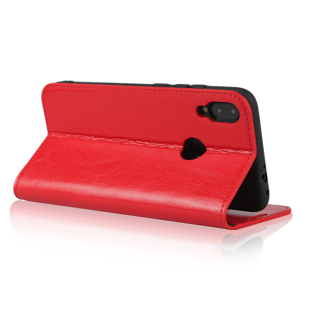 Crazy Horse Wallet Stand Genuine Leather Case for Xiaomi Redmi Note 7S / Note 7 / Redmi Note 7 Pro (India)