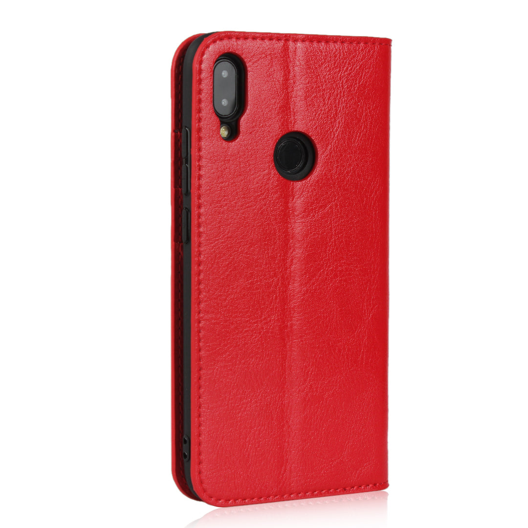 Crazy Horse Wallet Stand Genuine Leather Case for Xiaomi Redmi Note 7S / Note 7 / Redmi Note 7 Pro (India)