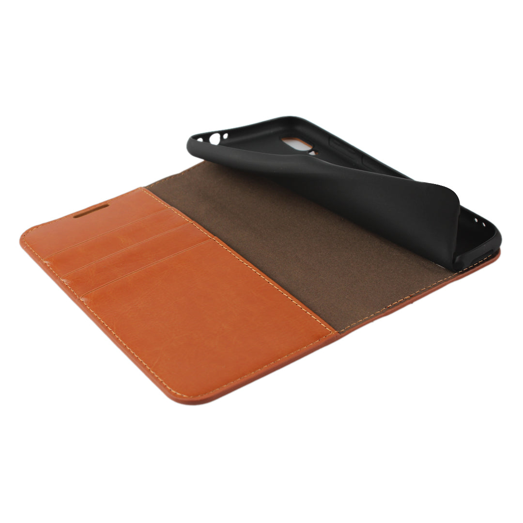 Crazy Horse Wallet Stand Genuine Leather Case for Xiaomi Redmi Note 7S / Note 7 / Redmi Note 7 Pro (India)