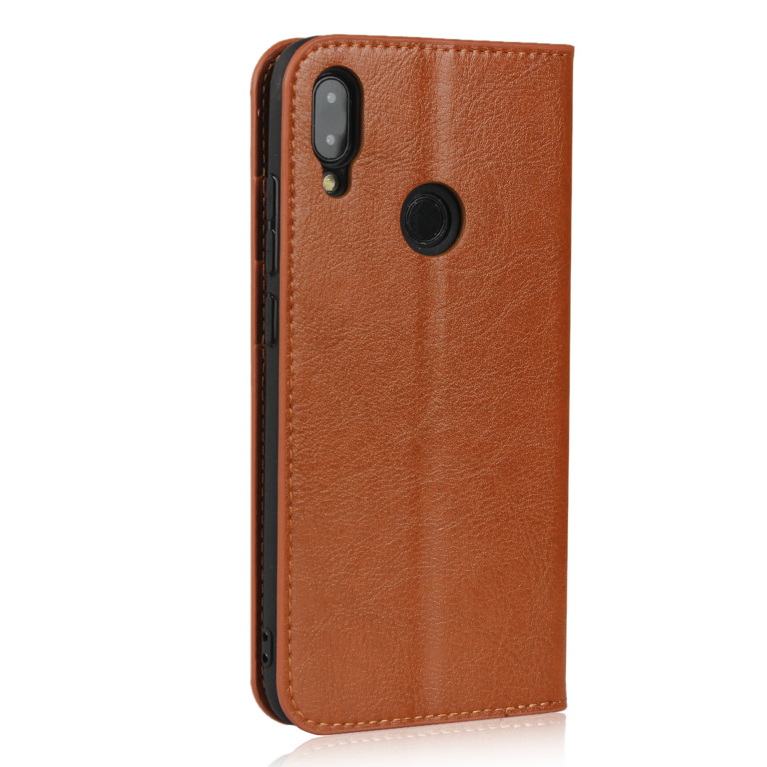 Crazy Horse Wallet Stand Genuine Leather Case for Xiaomi Redmi Note 7S / Note 7 / Redmi Note 7 Pro (India)