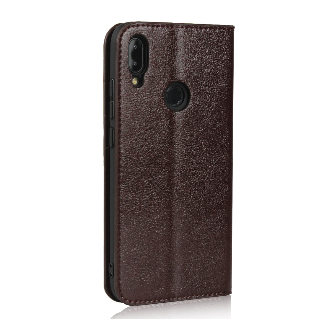 Crazy Horse Wallet Stand Genuine Leather Case for Xiaomi Redmi Note 7S / Note 7 / Redmi Note 7 Pro (India)