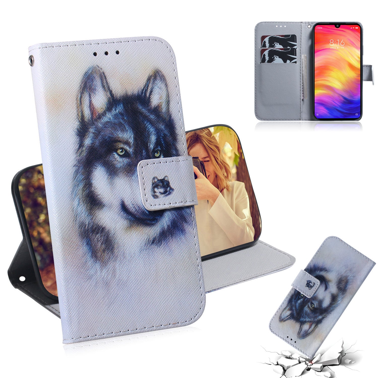 Pattern Printing Wallet Leather Cell Phone Case for Xiaomi Redmi Note 7S / Note 7